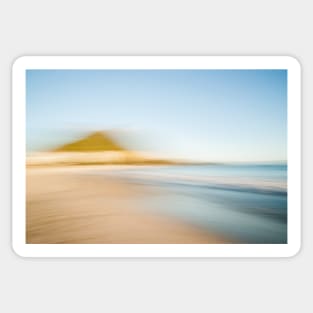 Mount Maunganui ocean beach with base of mount on left in motion blur abstract Sticker